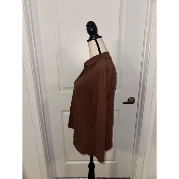 Zara Brown Boxy Polo Button Down Top - Picture 4 of 7
